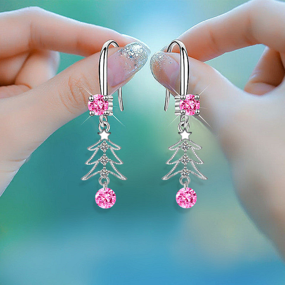 Christmas Tree Water Droplet Pendant Earrings