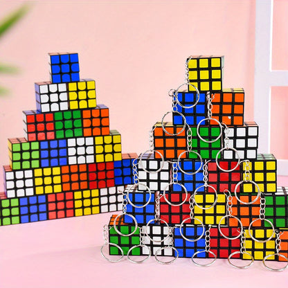 5pcs/Set Creative Mini Puzzle Cube Keychain 3X3Cm New Backpack And Key Pendant Promotional Gift Bag Accessories Wedding Birthday Party Guest Favorites Fashion Jewelry Decoration Gift, Halloween, Christmas