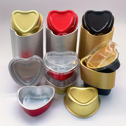 50pcs Heart-Shaped Cake Cups with Lids, Heat-Resistant Baking Molds for Valentine's Day, Wedding, Mother's Day, Birthday & Christmas!