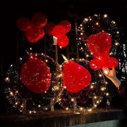 12pcs 18-inch Transparent Bubble Ball Red Balloon Set, Suitable for Valentine's Day, Birthday, Wedding, Proposal and Anniversary Celebrations, with Large Red Heart-shaped Balloons - Indoor and Outdoor Balloon Decoration, No E