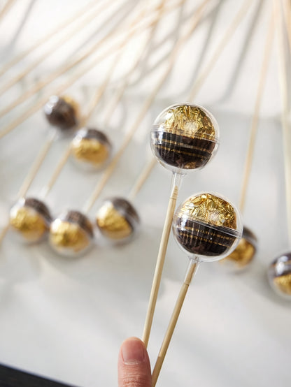 20pcs DIY Candy Chocolate Flower Stand Set, Ferrero Packaging with 10 Transparent Balls and 10 Bamboo Sticks, Suitable for Wedding Graduation Mother's Day Anniversary Party Valentine's Christmas Birthday Bouquet Material Pack