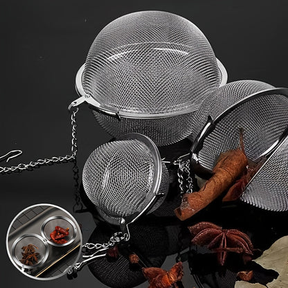 1-Pack Heavy-Duty 304 Stainless Steel Spice Ball Infuser with Chain - Heavy Chain Links for Securing Lid/Pot - Tea, Soup, Stew, Curry, Brewing - Easy-Clean Kitchen Gadgets for Home & Commercial Use - Ideal Gift for Cooks