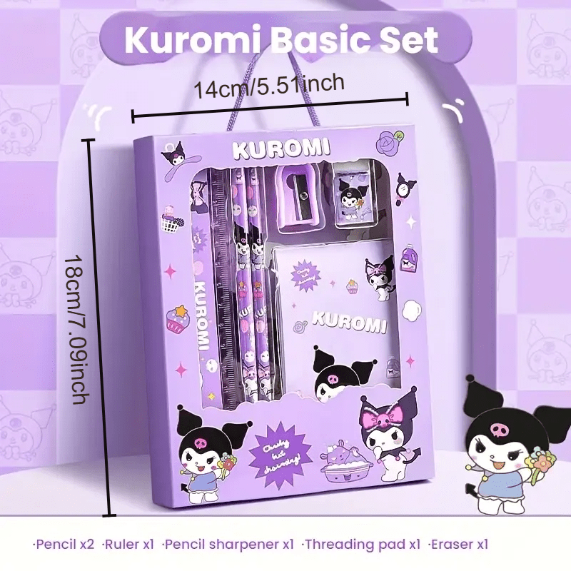 Sanrio for kuromi & for My Melody Stationery Gift Set - Complete Office Supplies Kit with Notebook, Pens, Pencils, and More in a Cute Character-Themed Box, Perfect for Birthdays and Holidays, Birthday Gift|Playful Design|Dura