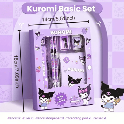 Sanrio for kuromi & for My Melody Stationery Gift Set - Complete Office Supplies Kit with Notebook, Pens, Pencils, and More in a Cute Character-Themed Box, Perfect for Birthdays and Holidays, Birthday Gift|Playful Design|Dura