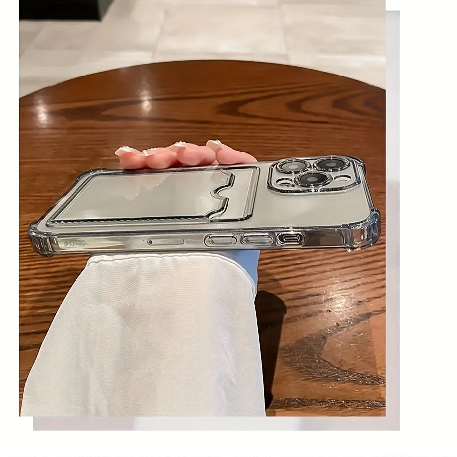 Premium Clear Back Case Featuring a Card Slot for Protection, Compatible with Iphone Models 16, 15, 14, 13, 12, 11 Pro Max, 13, 12 Mini, X, Xs Max, Xr, 8, And 7 Plus, Designed to Be Shock-Resistant.
