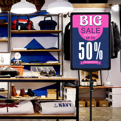 Adjustable 8.5x11" A-Frame Display Stand - Dual-Sided Poster Holder with Viewing Window, Durable Plastic, Ideal for Retail & Service Use, Black, Standing Shelf