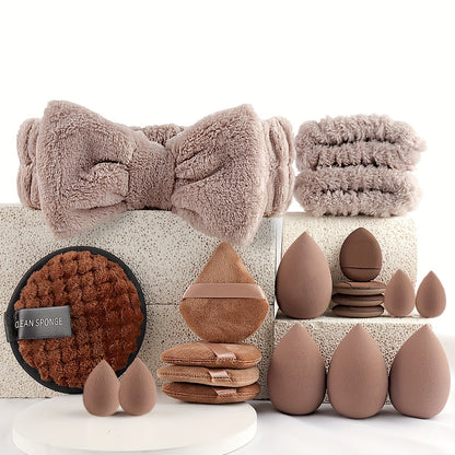 46pcs/45pcs/40pcs/20pcs/35pcs27pcs Makeup Brush Set Facial and Eye Shadow Brushes Super Soft Concealer, Blush, Contouring, Mixing, Eyeshadow, Makeup Sponge Set Powder Puff Suitable for All Skin Types, Face Washing Hair Tie Co