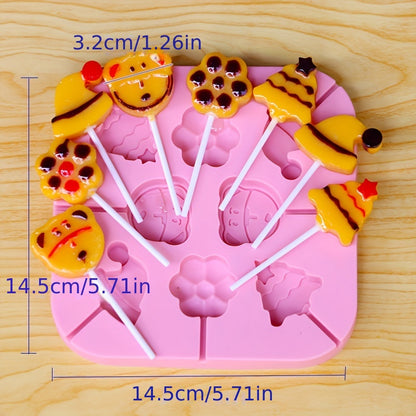 1pc, Lollipop Mold, 3D Silicone Mold, Reusable Cake Pop Mold, Candy Mold, Snack Mold, Baking Tools, Kitchen Accessories