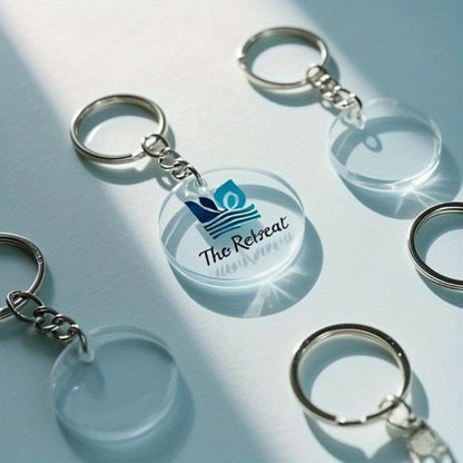 10/20/30/50/80 Custom Clear Acrylic Keychains - Round Photo/Logo/Text Engraved Key Rings, Durable Personalized Gifts Suitable for Backpack Decorations, Couples, Friends, and Family