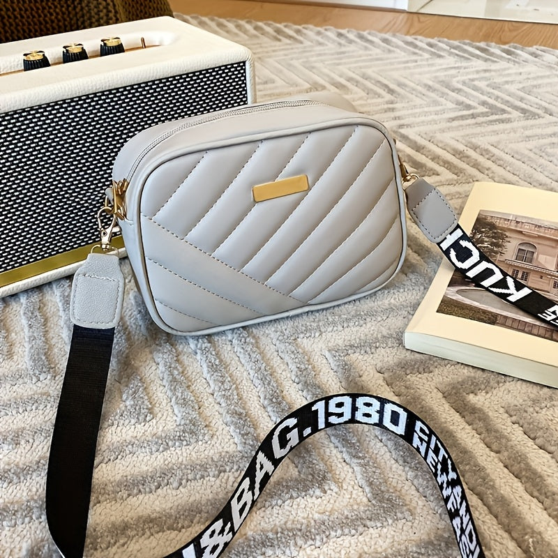 Elegant Square Crossbody Bag with Adjustable Strap & Golden-Tone