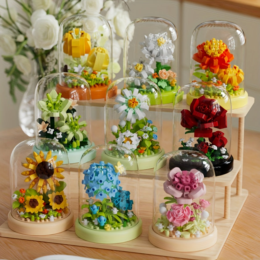 Small Particle Building Block Flower Assembly DIY Toy Home Desktop Decoration Model Holiday Gift for Mother's Day and Valentine's Day