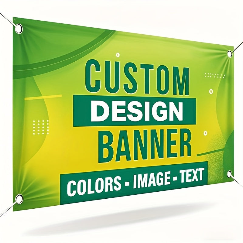 A Customizable Banner Flag That Can Be Personalized, Available in Various Sizes, Featuring Four Brass Grommets for Hanging. You Can Print Your Images, Text, And Logos on The Banner Using Digital Printing, Ensuring Clear Image