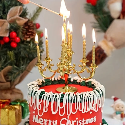 Elegant Candelabra Cake Topper Set with Candles - Perfect for Weddings, Birthdays & Holiday Celebrations - Versatile Table Centerpiece & Home Decor