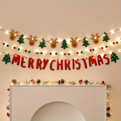 2m/6ft Christmas Garland - Red, Green, White Hanging String with Ball Ornaments - Easy Hang No Electricity Needed - Durable Polyester Chains for Xmas Tree, Mantel, Wreaths, Party Decorations - Indoor/Outdoor Holiday Decoratio