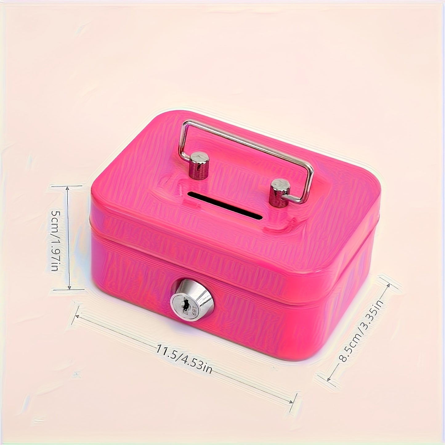 [Two Colors Optional]1pc Metal Key Lock Storage Box, Money Box, Adult Safe, Coin Safe, Adult Safe, Safe, Cash Register 4.5 * 3.8 * 2.3 Inches / 11.5 * 9.9 * 5.8 Cm