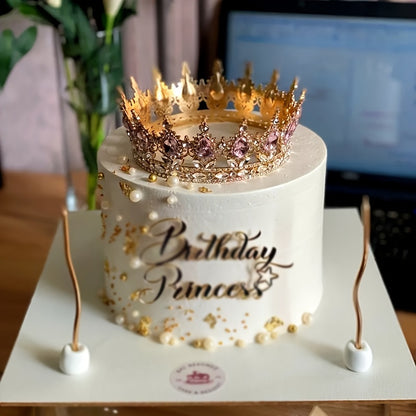 Elegant Sparkling Princess Birthday Crown Cake Topper - Golden & Diamond-Embellished Metal Design, Perfect for Youngsters' Parties, Weddings, And Celebrations, Princess Party Decorations, Princess Party Decorations Supplies f