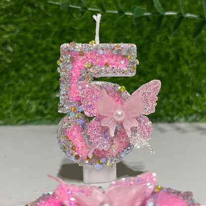 New Cute Pink Butterfly Digital Candles, Birthday Cake Candles, Festival Party Scene Decorations, Candles, Pastel Birthday Candles, Cake Candles Colourful, Birthday Candles for Cake, Candles for Birthday Cake, Flashing Cake C