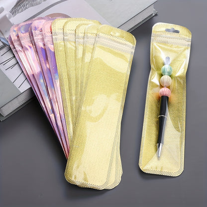 50pcs Transparent Plastic Ziplock Bags, Jewelry Display Packaging Bags for Jewelry Packaging, Pen Display Thickened Long Ziplock Bags