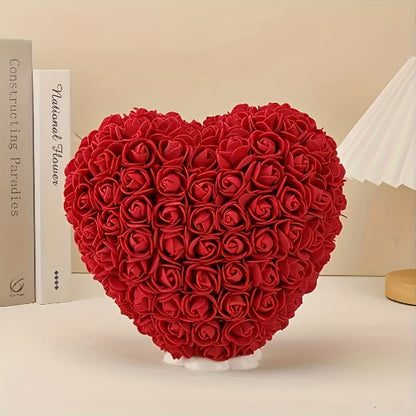 15cm 3D Romantic Heart-Shaped Artificial Rose - Realistic Polyurethane Flower for Valentine'S Day, Mother'S Day, Graduation, Teacher'S Day & Birthday Gifts - No Maintenance Home Decor, Bedroom Tabletop Decoration, Romantic Gi