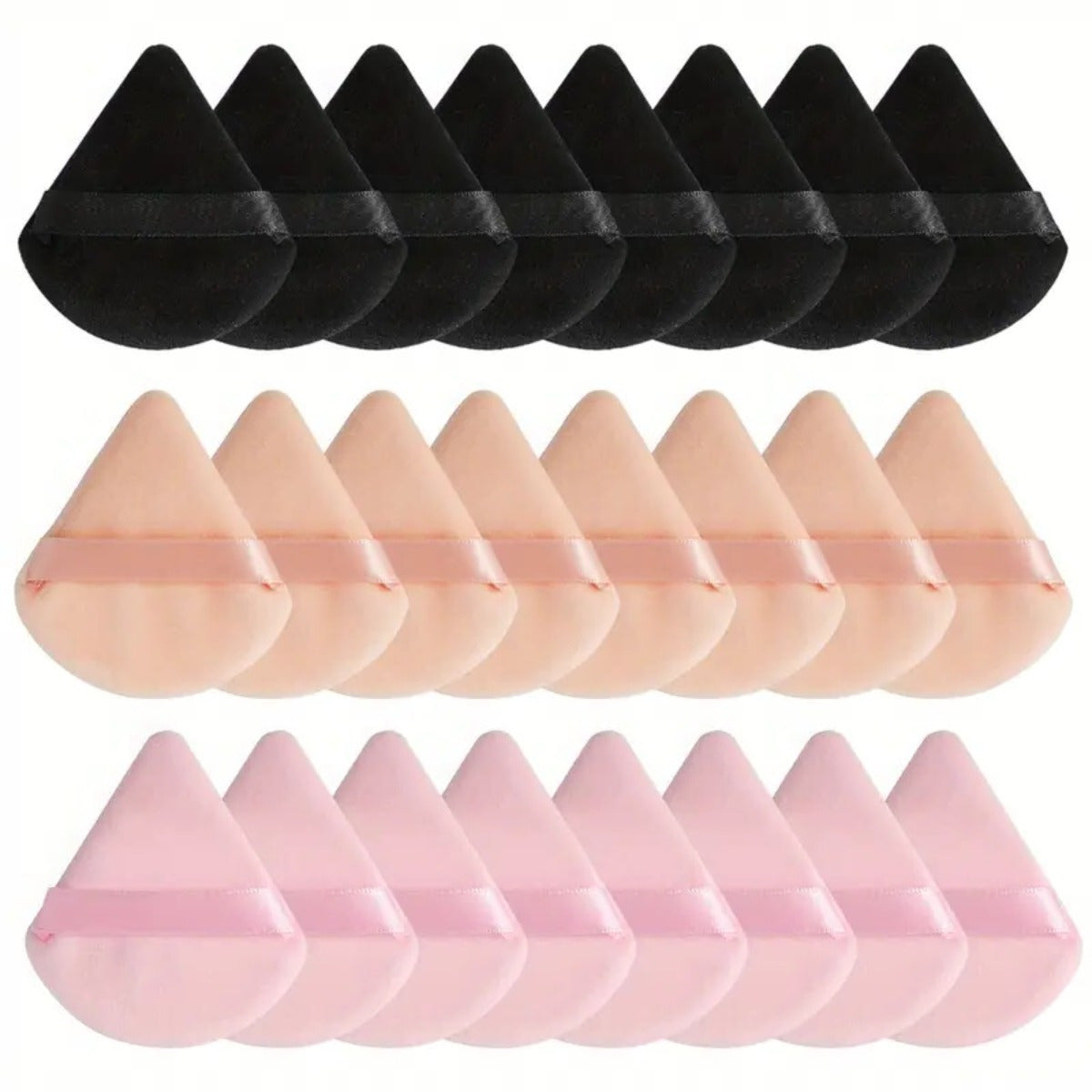 11/25pcs Reusable Triangular Makeup Sponges & Beauty Blenders - Soft Plush, Fragrance-Free, 3 Colors (Black/White/Pink) for Foundation, Powder, Blush - Gentle on Normal Light Beige, Face & Body Use, Makeup Sponges for Blendin