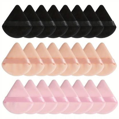 11/25pcs Reusable Triangular Makeup Sponges & Beauty Blenders - Soft Plush, Fragrance-Free, 3 Colors (Black/White/Pink) for Foundation, Powder, Blush - Gentle on Normal Light Beige, Face & Body Use, Makeup Sponges for Blendin