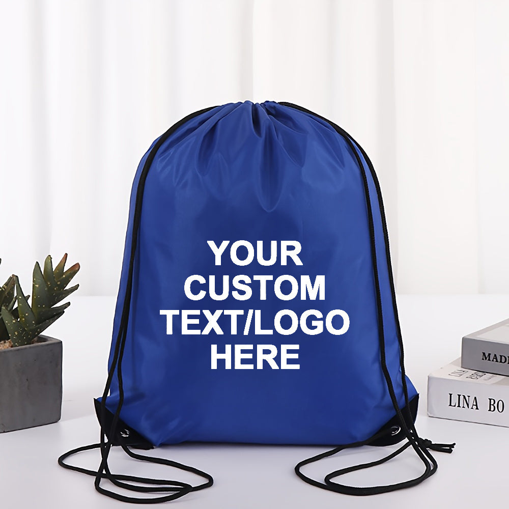 10/20pcs Customizable Polyester Drawstring Backpacks - Personalized Text/Logo, Lightweight Durable Multi-Use Bags for Weddings, Birthdays, Graduation Gifts, Events - Sky Blue, Red, Navy, Black, Event Gift Bags, Bold Visual Ap
