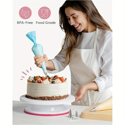 Cake Turntable, Cake Decoration Supplies, with Rotatable Cake Stand Turntable, Smooth Rotatable Cake Turntable Stand, Cake Decoration Kit Display Stand Baking Tool Accessories, Cake Decorating Kit, Cake Decorating Bag, Cake B