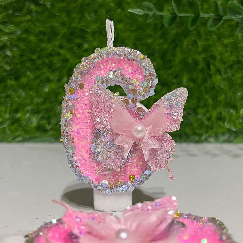 New Cute Pink Butterfly Digital Candles, Birthday Cake Candles, Festival Party Scene Decorations, Candles, Pastel Birthday Candles, Cake Candles Colourful, Birthday Candles for Cake, Candles for Birthday Cake, Flashing Cake C
