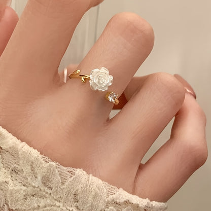 Elegant Floral Ring - Open Adjustable band