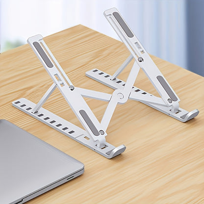 1 Portable Foldable Laptop Stand - 10-Level Adjustable Cooling Desk Support, Space-Saving Design for All Computers, White, Sturdy Structure, 4 Seasons Use