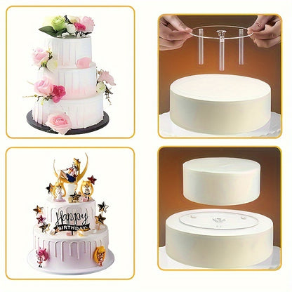 Multi-Tier Cake Layering Kit - 4 Reusable Transparent Dowels and Dividers for Elegant Wedding Baking