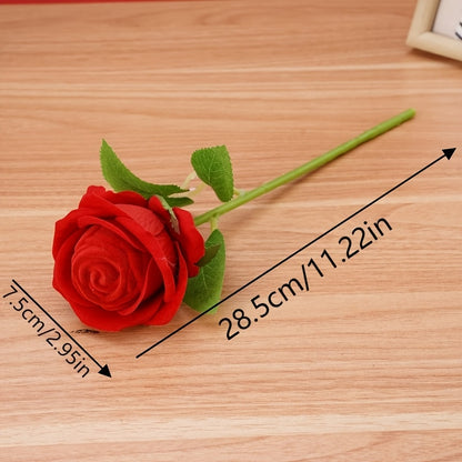 Velvet Rose Ring Box with Green Leaf Accents - Perfect for Valentine'S Day, Mother'S Day, Qixi Festival, and Special Occasions like Weddings, Engagements, and Proposals, Valentine'S Day Gift | Romantic Gift | Velvet Rose Ring