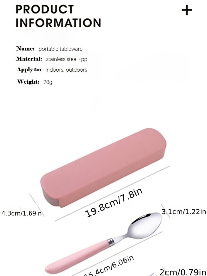 Stainless Steel Cutlery Set with Portable Storage Box - Durable Polished Finish, Includes Spoon, Fork, and Chopsticks, Ideal for Camping and Everyday Use, Camping Essentials|Sleek Cutlery Set|Durable Cutlery, Camping Utensils