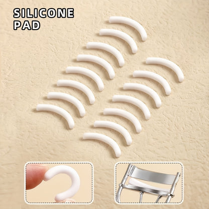 1 Portable Eyelash Curler with 15 Pads, Stainless Steel Curved Handle, No-Damage Lash Lifting, Enhances Eyes, Suitable for Women'S Eyelashes, Available in 3 Colors