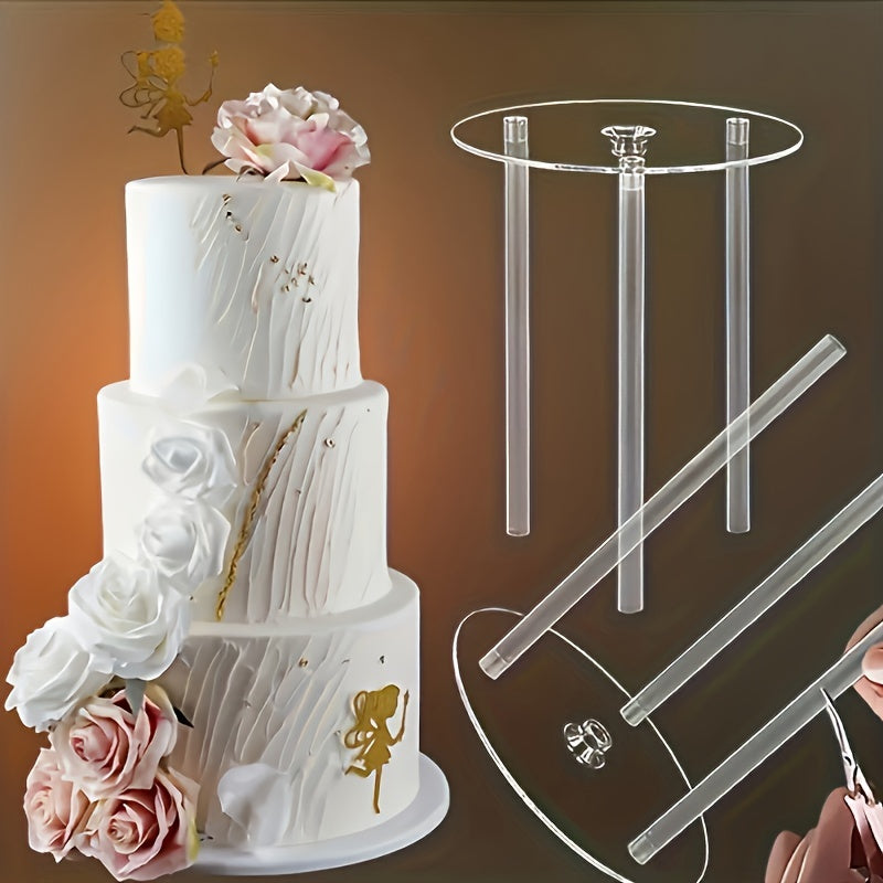 Multi-Tier Cake Layering Kit - 4 Reusable Transparent Dowels and Dividers for Elegant Wedding Baking