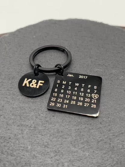 Customized Calendar keychain, laser engraving male and female couple calendar keychain, special date calendar keychain, personalized commemorative keychain, anniversary gift for women, gift for men, anniversary gift, birthday