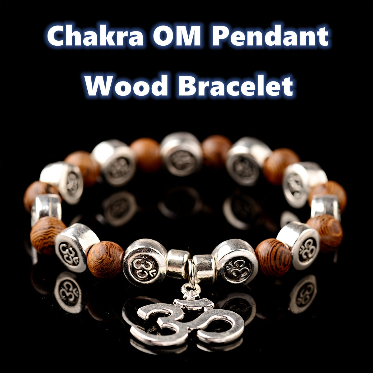 1pc Boho Tribal Style Chakra OM Pendant Wooden Bead Bracelet, Natural Stone Yoga Jewelry for Men and Women, Daily & Gift Occasion, Valentine's Day Suitable, All-Season Accessory