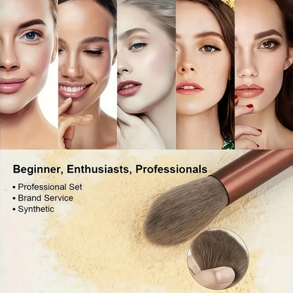 13pcs Makeup Brush Set + 2pcs Brown Makeup Sponges, Eye Shadow, Foundation, BB Cream, Concealer Makeup Brushes, Soft All-In-One Makeup Tools for Women