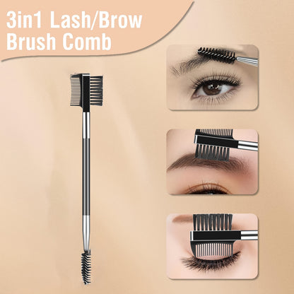 Eyelash Curler, Women's Eyebrow Brush Set, Eyelash Curler with Comb, Eyelash Comb Separator, 3-in-1 Mascara Brush, 2-in-1 Beveled Eyebrow Brush and Comb, Eyelash Curler Replacement Strip, Comb. Suitable for all eye shapes, qu