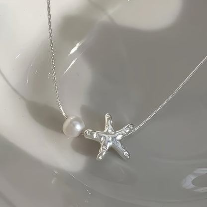 1pc Simple Starfish Necklace for Women, Unique Design Sense, Versatile and Exquisite Star Accessory
