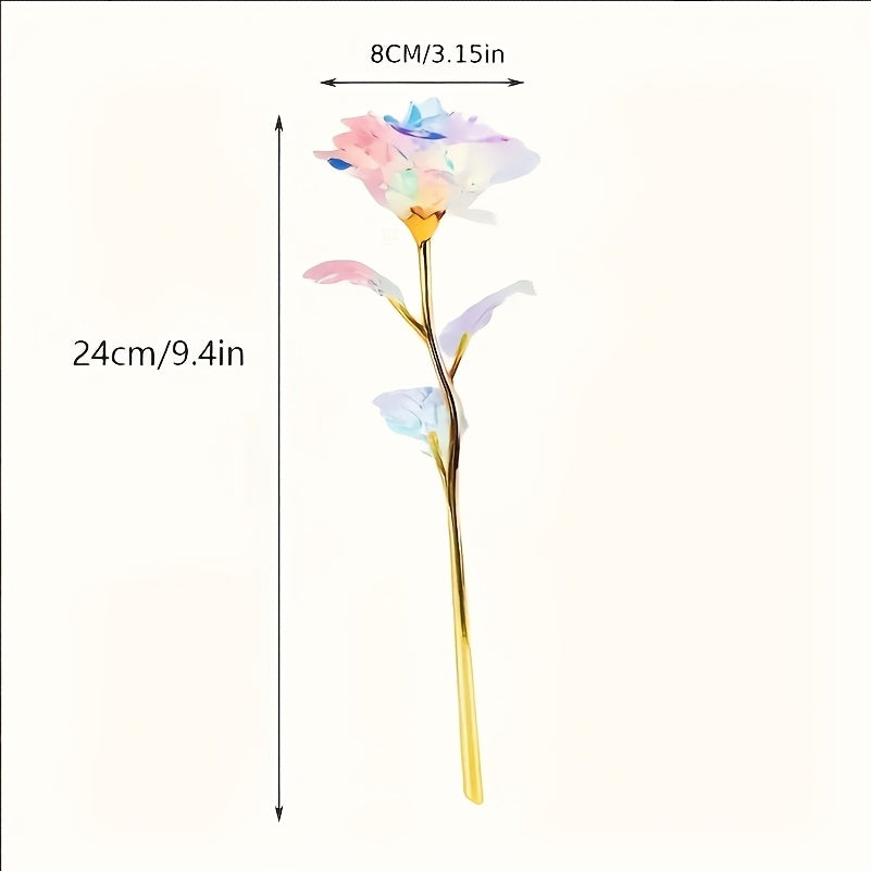 The finished product is packed with a gift box, and the simulated Golden foil artificial rose is suitable for Father's Day, Mother's Day, Graduation, May Day, Octa Boster, and creative gifts for relatives, friends, girlfriend