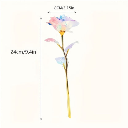 The finished product is packed with a gift box, and the simulated Golden foil artificial rose is suitable for Father's Day, Mother's Day, Graduation, May Day, Octa Boster, and creative gifts for relatives, friends, girlfriend