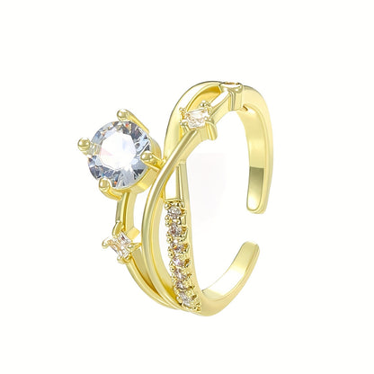 cosmic orbit planet design copper micro-inlaid synthetic Zirconia ring