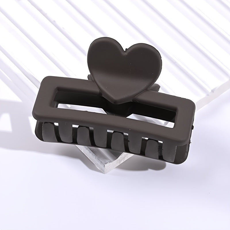 5pcs Elegant Heart-Shaped Rectangular Hair Clips - Matte Finish, Small Size, Plastic Material, Retro Style, Perfect for Valentine'S Day or Daily Use, Valentine'S Day Accessories | Elegant Hair Design | Plastic Claw Clips