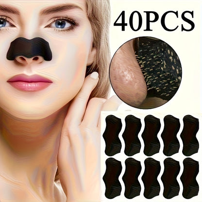 40pcs Nose Pore Strips for Blackheads & Blemishes - Deep Cleansing, Smoothing & Tightening Pores, Alcohol & Paraben-Free, Sensitive Light Beige Safe, Aloe Vera Scented, Strong Adhesion for Forehead & Cheek Pores, Suitable for
