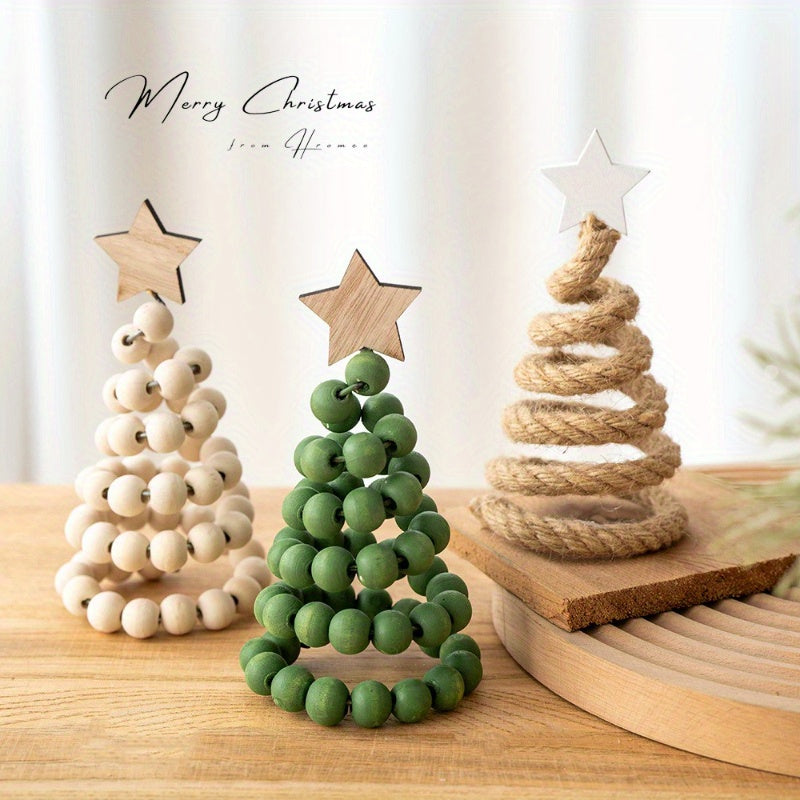 New Christmas Decoration Creative Nordic Style Wooden Christmas Tree Ornaments Desktop Display, Suitable for 4 Seasons