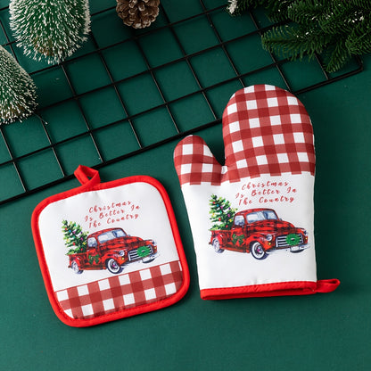Festive Christmas Oven Mitts - 2 Pieces Set: Perfect for Baking and Cooking - Hand Wash Only - 17cm x 6.69in