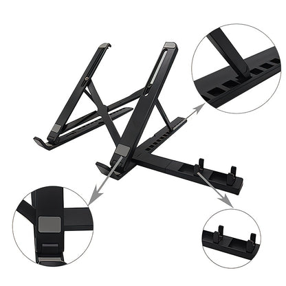 2-in-1 adjustable laptop stand with cooling function, portable ABS tripod base, stable and ergonomically designed, suitable for home office and remote work, laptop support stand, essential item for remote work, modern technol