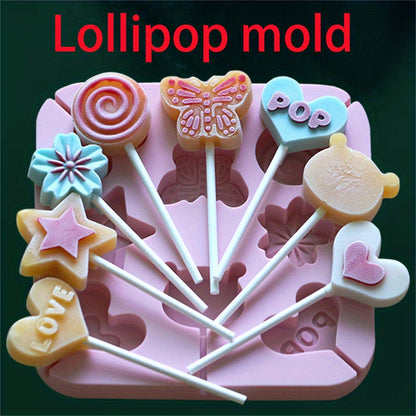 1pc, Lollipop Mold, 3D Silicone Mold, Reusable Cake Pop Mold, Candy Mold, Snack Mold, Baking Tools, Kitchen Accessories