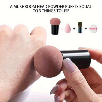 2pcs Handle Mushroom Makeup Sponge Portable Makeup Powder Puff Suitable for Wet and Dry Use Face Mushroom Head Makeup Sponge Foundation Makeup Sponge Powder Puff Beauty Tool Smooth Sponge
